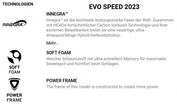 HEAD Padel Schläger EVO SPEED 2023 (365g)