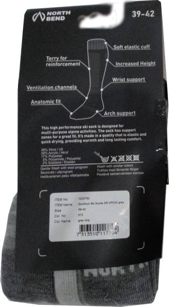 NORTH BEND ExoWool Ski Socks  grey