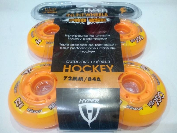 HYPER Inline Skate Rolle Hockey Pro  orange 72mm 84a 4er Set